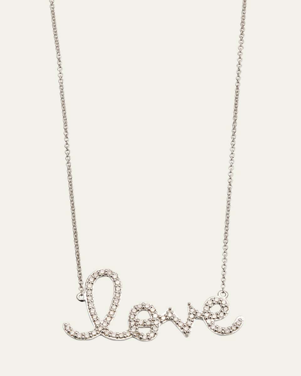 Large 14k Yellow Gold & Diamond Love Necklace